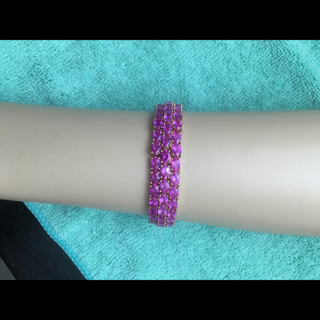 925 Silver Gold Plated Pink Cz Bracelet Only